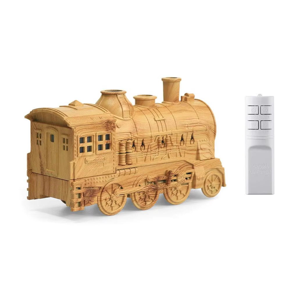 Enchanting Christmas Train Humidifier & Aromatherapy Diffuser - 300ml Jellyfish Mist, LED Night Light & Remote Control for Home & Bedroom Gift