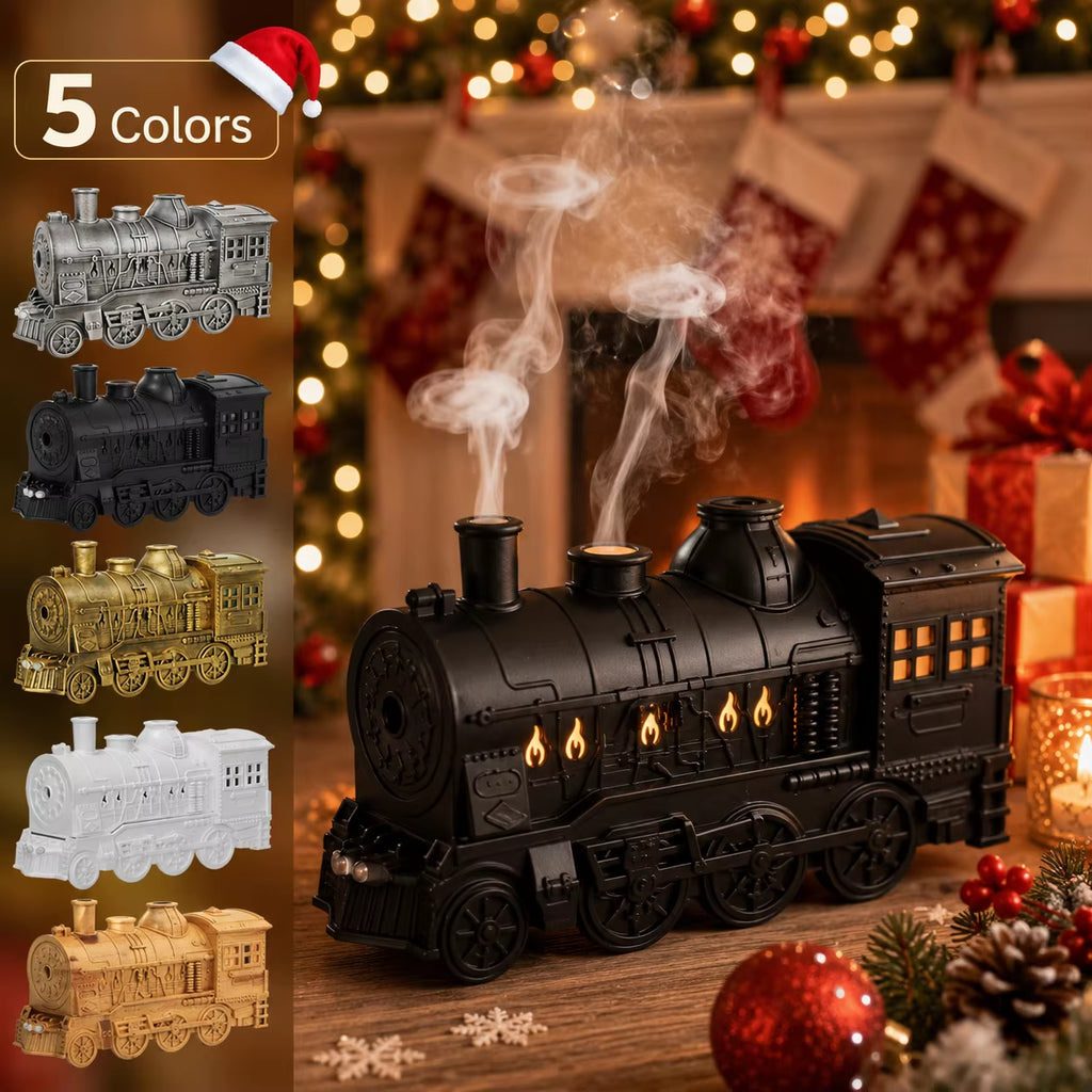 Enchanting Christmas Train Humidifier & Aromatherapy Diffuser - 300ml Jellyfish Mist, LED Night Light & Remote Control for Home & Bedroom Gift