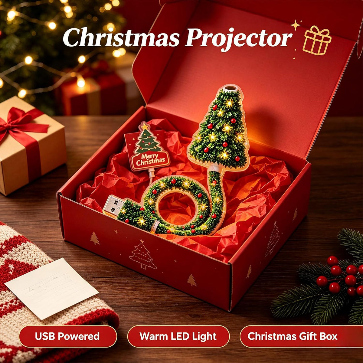 Christmas Projector Indoor, Plug and Play HD Christmas Projector Light，1Pc