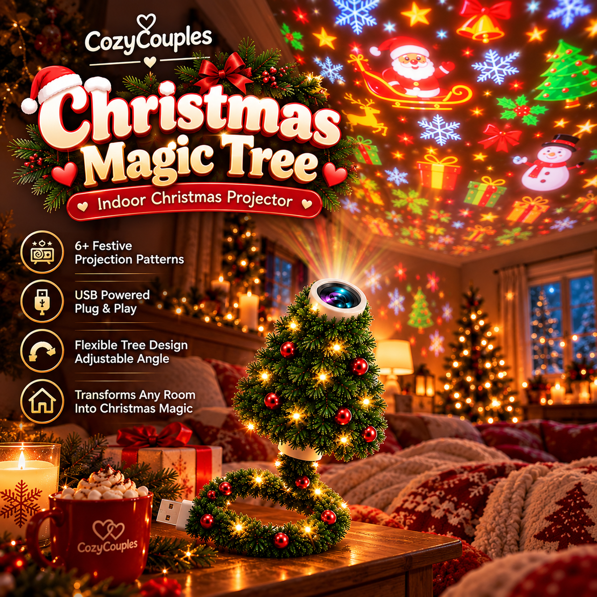 Christmas Magic Tree — Indoor Christmas Projector 🎄✨