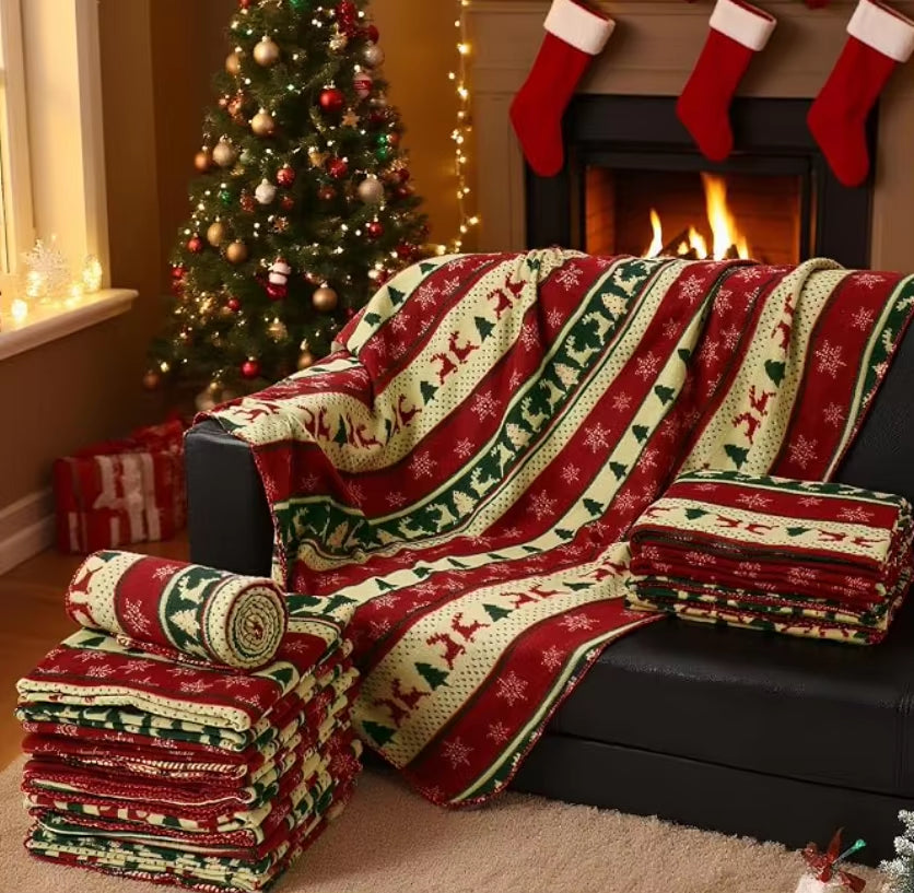 Christmas Throw Blanket, Christmas Decorations Gifts for Women Sherpa Winter Holiday Blanket Soft Christams Throws for Sofa Bed