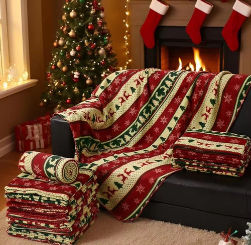 Christmas Throw Blanket, Christmas Decorations Gifts for Women Sherpa Winter Holiday Blanket Soft Christams Throws for Sofa Bed
