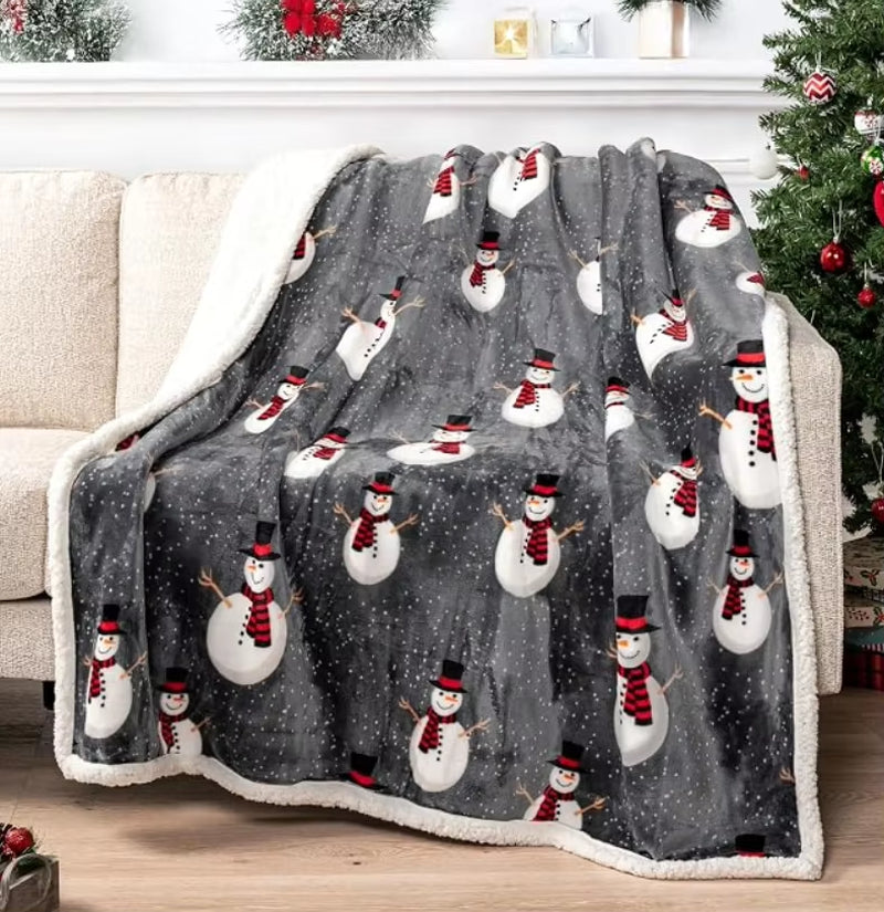 Christmas Throw Blanket, Christmas Decorations Gifts for Women Sherpa Winter Holiday Blanket Soft Christams Throws for Sofa Bed