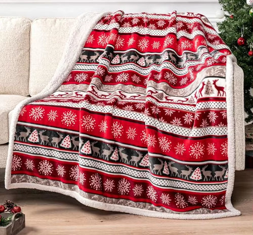 Christmas Throw Blanket, Christmas Decorations Gifts for Women Sherpa Winter Holiday Blanket Soft Christams Throws for Sofa Bed